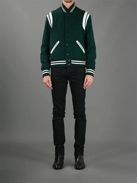 ysl varsity jacket green|saint laurent teddy jacket.